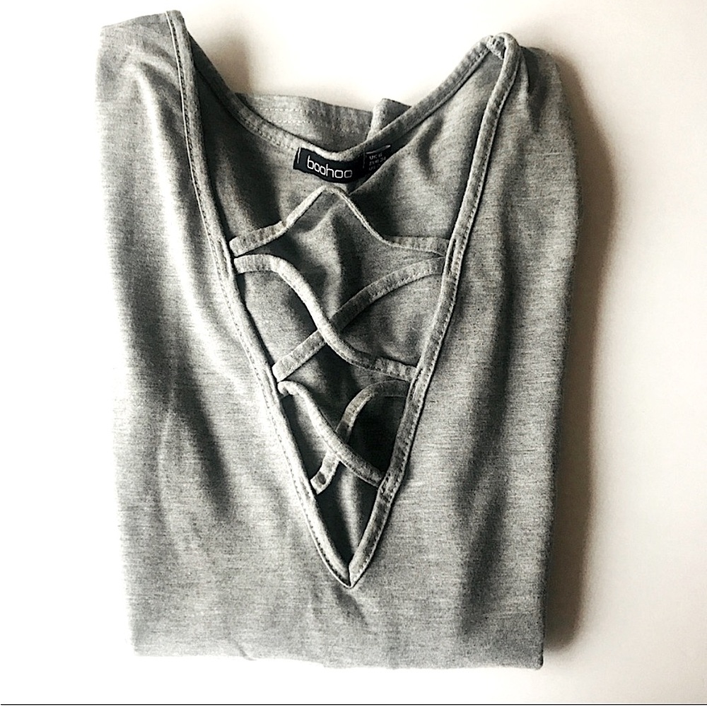 Boohoo Lattice Detail Long Sleeve Top - Picture 2 of 3